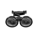 Black USB Car Backseat Dual Head Fan - 3 Speed Headrest Fan with 360 Degree Rotating Base, V888-ELOSUNG57504