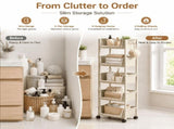 5-Tier Rolling Utility Cart,Multifunctional Storage Organizer with Plastic Shelf & Metal V1370-AZ4-18658