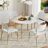 1 Artiss Dining Table and 4 Chairs Set White Wood DSET-TAB01-086-WHX4