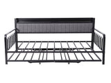 Artiss Bed Frame King Single LED Metal Trundle Daybed with Charging Station TURN MBED-D-TURN-KS-BK-ABC