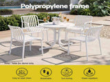 Gardeon 4PC Outdoor Dining Chairs Patio Furniture PP Stackable Chair Garden White ODF-CHAIR-PP-STR-WH-4X