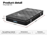 Giselle Bedding King Single Mattress 35cm Euro Top with Graphene Cooling Comfort Medium Firm MATTRESS-E-ATLAS-35-KS
