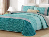 Teal Plaid Boho Mosaic Bedspread Coverlet 3 Piece Set V745-AC080914Q13U