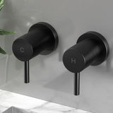 Cefito Basin Twin Tap Wall Round Brass Faucet Shower Bathtub Black TAP-A-TAPS-RO-BK