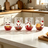 Christmas glass set, double walled glasses, borosilicate glass, festive drinkware, holiday gift, V1106-122-89673-RAN-4PCS