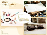 Golden Clear Glass Jewelry Vintage Glass Keepsake Container, Rectangle Clear Jewelry Display V1369-AZ3-W-08951