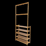 Large Wooden 5 Tiers Hat Coat Stand Clothes Shoe Rack Hanger Hooks Shelf Storage V63-840271