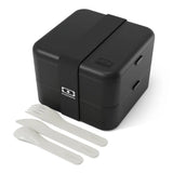 Monbento Flex - The 2 Compartment Lunch Box with Cutlery - Black Onyx V398-MB-53010002