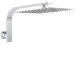 WELS Chrome Square 10" Thin Rainfall Shower Head Brass Gooseneck Wall Arm Set V1233-A602KSS110