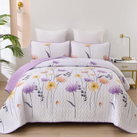 Knit Quilted coverlet and pillowcovers set Cozy and Textured - Queen size V745-MAC080645Q13U