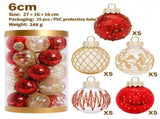 25-Piece PET Christmas Ball Ornament Set with Glitter and Sequin Detailing, Shatterproof Holiday V1341-ZY-JJ9ULJV3-REDGREENWHITE