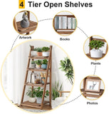 Rustic Wood 4 Tier Plant Stand Bookshelf 38CM Corner Shelf V178-66837