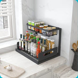 2-Tier Storage Shelf Spice Rack for Kitchen Bathroom Drawer Organization, Black V1188-MS-325-0799