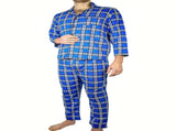 Mens Flannelette Pyjama Set Sleepwear Soft 100% Cotton PJs Two Piece Pajamas - Blue - 6XL V563-JSPJ3-149-6XL