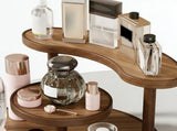 Three-tier Rotating Cosmetic Organizer, Wooden Bathroom Vanity Storage Rack, Suitable for Skincare V1102-SCZWJ002