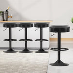 Artiss 4x Bar Stools Leather Padded Gas Lift Black BA-TW-T7009-CB-BKX4