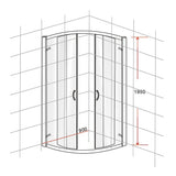 90 x 90cm Rounded Sliding 6mm Curved Shower Screen with Base in Black V63-830061