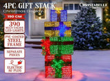 Christabelle 1.9m Christmas 4-Piece Gift Stack LED Lights Bows Indoor Outdoor Front Lawn Yard D 112_SB503