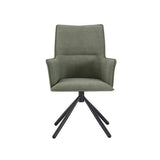 Dining Chair Green Linen Fabric Upholstered Seat Powder Coated Iron Legs V43-AC-JCOB