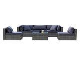 LONDON RATTAN 5 Seater Modular Outdoor Lounge Setting with Coffee Table, Grey V219-OTDOLSLR5SGY1