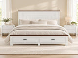 Artiss Double Wooden Bed Frame and 2 Bedside Table Bedroom Furniture Set WBED-F-RAWDO-D-BS-06-BGX2