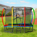 Kahuna Trampoline 8 ft x 11 ft Outdoor Rectangular Rainbow with Basketball Set TRA-FJP-RCT-0811-RB-BB