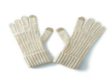 Beige Unisex Touchscreen Ribbed Warm Cycling Windproof Knitted Five-finger Gloves V888-ELOSUNG32679