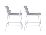Gardeon 2PC Outdoor Bar Stools Dining Chairs Patio Furniture Garden Steel Textilene White ODF-BA-TEX-WH-2X
