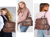 Brown Fashionable Large-Capacity Women's Backpack - Waterproof, Durable, High-Quality PU Leather V1265-263-BROWN4