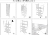 CARLA HOME 5-Tier Foldable Storage Shelf with Wheels for Kitchen, Garage, Pantry or Basement LSB-36255