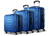Wanderlite 3Set 20-24-28 Inch with TSA Lock Spinner Carry On Hard Shell Travel Suitcase LUG-ABS-BOS-3SET-BU