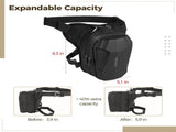 Thigh Bag, Waterproof Motorcycle Leg Bag for Men Women, Expandable Design with Removable Leg Straps, V1192-AZ-W-18487