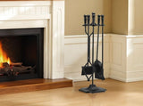 Fireplace Tool Set, 5 PCS Tool Set and Holder with Five-Prong Stand, Tongs, Ash Shovel, Brush, V952-BLGJTJ5JTWZG9M137001V0