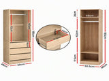 Artiss 2X Wardrobe Clothes Closet Storage Organiser Armoire Pine FURNI-L-N-WR-WDX2