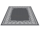 Gardeon Outdoor Rugs 274x366cm Large Carpet Reversible Area Mat PP Dual-Sided Patio Rug Greek Key OR-9X12FT-FRAME-GY
