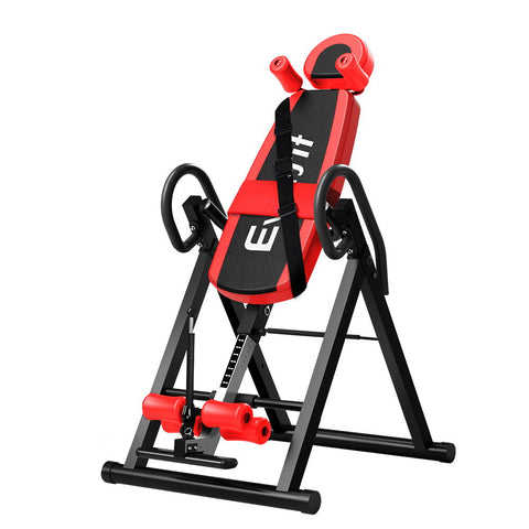 Everfit Inversion Table Gravity Exercise Inverter Back Stretcher Home Gym Red IVT-6314-RD-BK