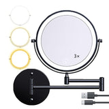 8 Inch Wall Mounted Makeup Mirror with Lights, 3x/10x Magnification, Dimmable 3 Light Modes, 360&deg V1188-MS-325-0327