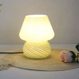 Green Striped Retro All Glass Mushroom Table Lamp - American Style Creative Bedside Nightstand V888-ELOSUNG55170-19