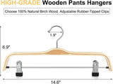 TOPIA HANGER Wooden Pants Hangers,Slim Natural Wood Skirt Hangers with Anti-Rust Hook and Adjustable V1258-DP02-F-233
