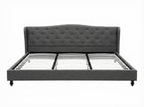Artiss King Bed Frame with Wingback Headboard Grey Linen Upholstered Platform Bed Base BFRAME-G-PIER-K-GY-ABC