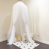 White Nordic Style 7-Layer Tulle Bed Canopy 300cm Extra Long 60cm Dome for Australian Kids Bedroom V888-ELOSUNG43157
