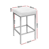 Artiss 2x Bar Stools Leather Padded Metal White BA-TW-9076-WHX2