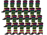 24x Womens Leg Warmers Disco Winter Knit Dance Party Crochet Legging Socks Costume - Rainbow with V563-BR-24LEGWARMS-RNBWBLK