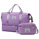 Travel Duffel Bag Small Pouch Travel Accessories Quilted Design Organized - Purple - Size L V1347-127-38933-PUR-L