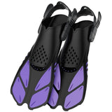 Purple Adjustable Open Heel Snorkel Fins, Travel-Size Short Swim Flippers for Snorkeling, Diving & V1107-ADJUSTABLE OPEN HEEL SNORKEL FINS3-L