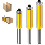 3 pcs ROuter Bit, 4 Flute Shank Copy Cutter With Top Bearing Straight Flush Trim Bit Carbide V1188-MS-227-0624