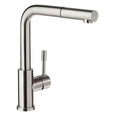 2023 Brushed Nickel Stainless steel L shape pull out with spray function spring kitchen mixer tap V549-NICKELPULLL