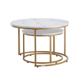 Nesting Coffee Table Set of 2, 700 mm Round Coffee Table, Nesting Tables for Small Place, Vintage V952-QTZTMYXKJTT2V611W001V0