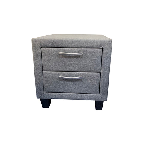 Bedside Table 2 drawers Night Stand Upholstery Fabric Storage in Light Grey Colour V43-BST-MEGALG