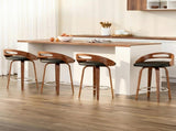 Artiss 4x Bar Stools Swivel Dining Chairs Low Back Counter Seat PU Cushion BA-TW-8566-BKX4-AB